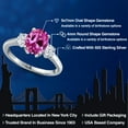 thumbnail image 2 of Gem Stone King 925 Sterling Silver Pink Created Sapphire and White Zirconia Engagement Ring for Women | 1.50 Cttw | Oval 9X7MM | Gemstone September Birthstone | Size 8, 2 of 6