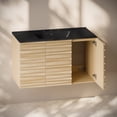 thumbnail image 5 of Cascade 36" Wall-Mounted Bathroom Vanity in Natural Oak with Black 3-Hole Widespread Sink Top, 5 of 6
