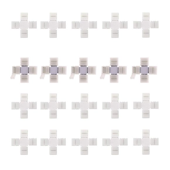 zuchini X-Shape 5 pin RGBW Solderless Connector 5-Conductor for 12mm Wide SMD 5050 RGBW RGBWW LED Strip LED Tape LED Rope Lights in Kitchen Cabinets RV etc. (20pcs)