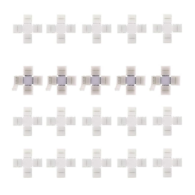 zuchini X-Shape 5 pin RGBW Solderless Connector 5-Conductor for 12mm Wide SMD 5050 RGBW RGBWW LED Strip LED Tape LED Rope Lights in Kitchen Cabinets RV etc. (20pcs)