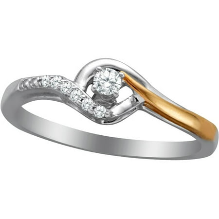 Diamond Accent 10kt Pink Gold over Sterling Silver Swirl Promise Ring