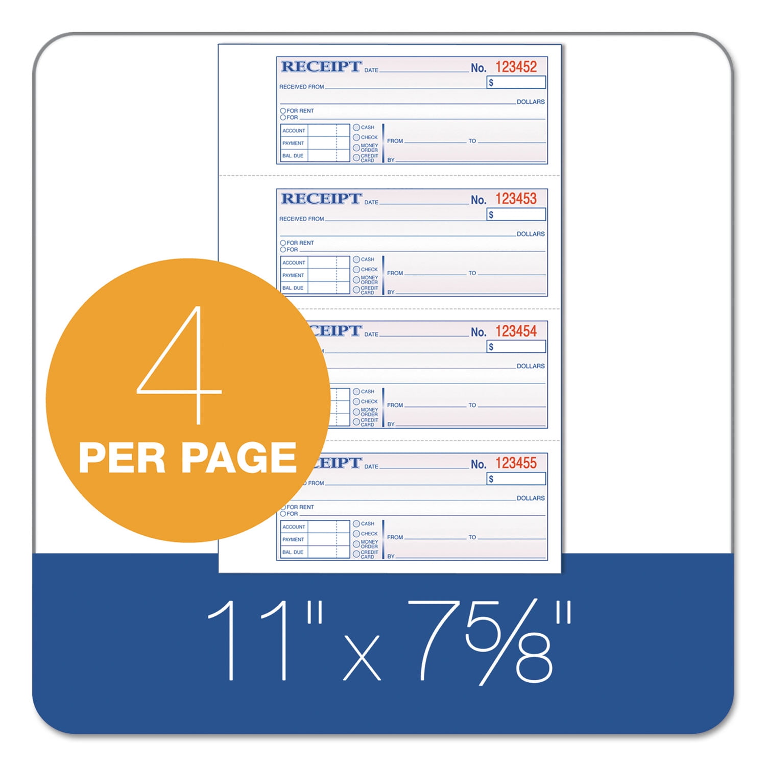 Adams TOPS 3-Part Hardbound Receipt Book