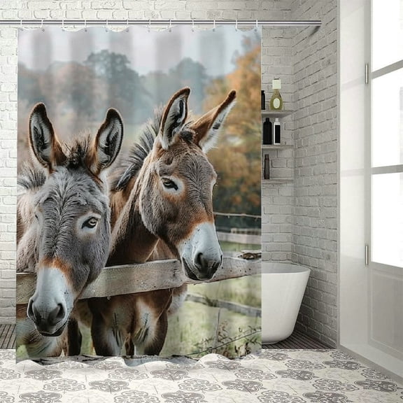 Orinice Donkeys Bathroom Decor Set - Colorful Luxurious Shower Curtain Set with Hooks, 100% Polyester Fabric, Waterproof and Easy to Install 36"x72
