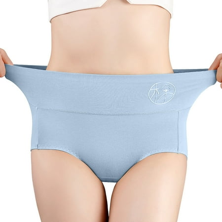 YHGFVOKJ Womens Underwear Full Coverage Fashion Thongs High Waisted Fashion Stretch See Through Belly Panties Brief Seamless Underwear Blue L