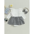 thumbnail image 4 of Bagilaanoe Newborn Baby Girl Rompers Dress Ribbed Long Sleeve Bodysuits + Headband 6M 12M 18M 24M Infant Fall Patchwork A-line Dresses, 4 of 8