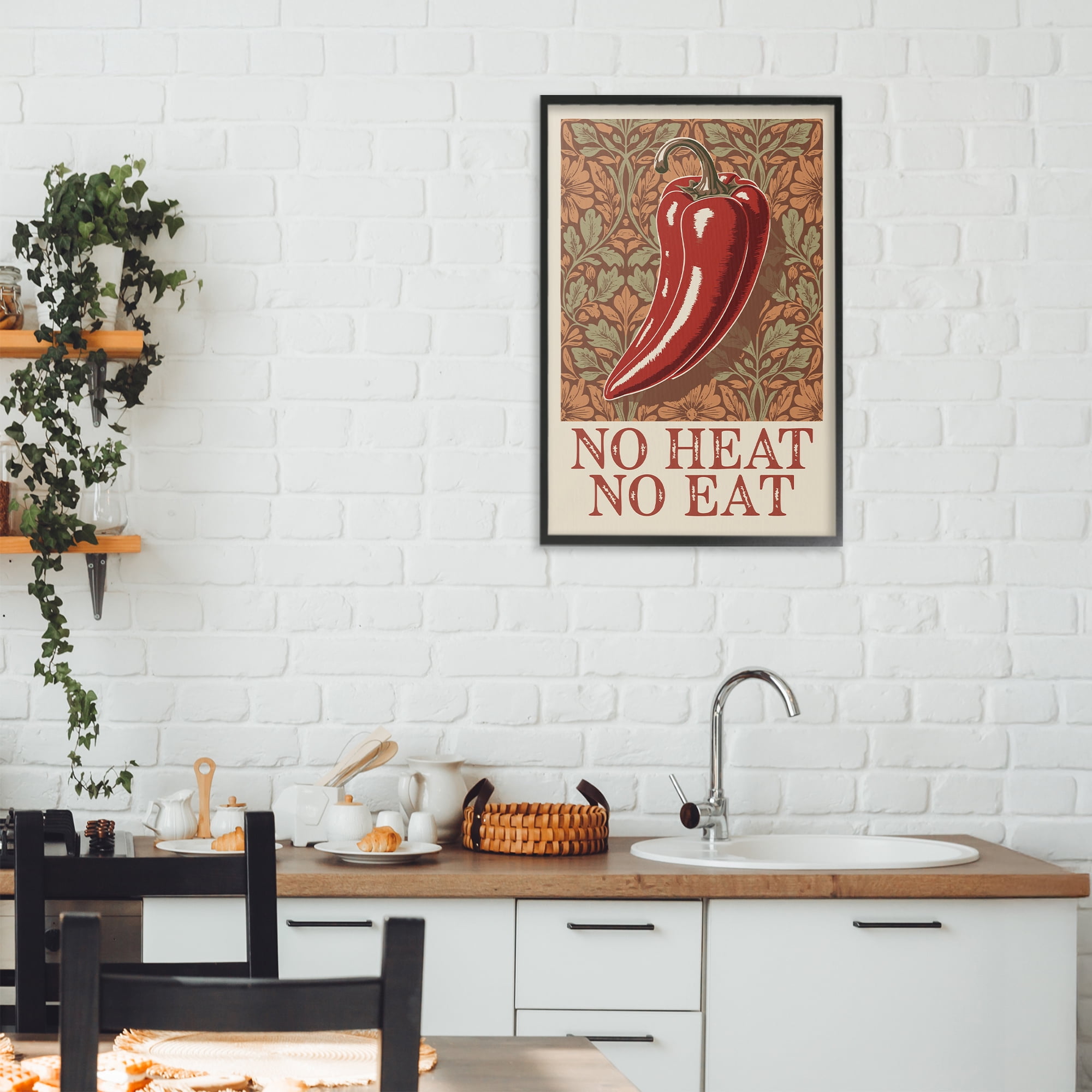 Stupell Industries No Heat or Eat Pepper Black Framed Giclee Art, design by Andreas Magnusson