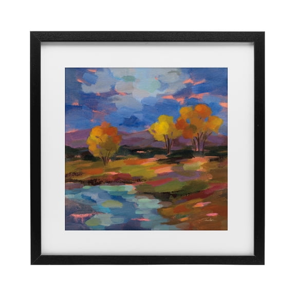 Stupell Industries Contemporary October Glow Lakeside Reflection Black Framed Print Under Glass, 13 x 13, by Silvia Vassileva