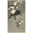 thumbnail image 2 of Ohara Koson 12x18 Black Ornate Wood Framed Double Matted Museum Art Print Titled - Crow with Cherry Blossom (1900 - 1930), 2 of 5