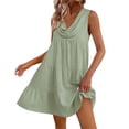 thumbnail image 4 of ClodeEU Women's Cowl Neck Sleeveless Tiered Mini Dress,Casual Loose Fit Sundress Green,Women's Plus L, 4 of 7