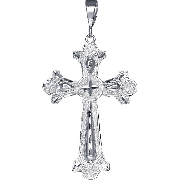 Huge Heavy Sterling Silver Cross without Jesus Pendant Necklace 3.8 Inch 15 Gram