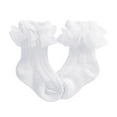 thumbnail image 5 of 4 Pairs Baby Girls Socks Newborn Ruffle Lace Socks Princess Frilly Knit Cotton Socks Casual Dress Socks Breathable Knee High Mesh Socks for 0-5Y, 5 of 13