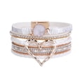thumbnail image 2 of YYKihy Women Leather Cuff Bracelet Set Multilayer Wrap Bracelet Crystal Heart Bracelet Clasp Bracelet For Women, 2 of 5