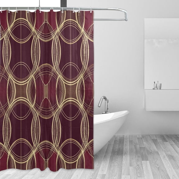 Yayeee Shower Curtain with Hooks 72"x72" Waterproof Fabric Bathroom Hanging Decor, Gold Abstract Pattern