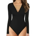 thumbnail image 1 of Gibobby pantalones holgados de oficina Ropa interior de punto sexy para mujer, mallas de manga larga con cuello redondo, mono ajustado, Top(Negro， S), 1 of 3
