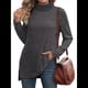 thumbnail image 3 of Tops Tipo Túnica para Mujer, Cuello Alto, Larga, Suéteres Oversize de Otoño, Abertura Lateral, Dobladillo Alto-Bajo Gris Oscuro XL, 3 of 5