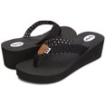 thumbnail image 2 of Floopi Womens High Heel Thong Flip Flop Wedge Sandals w/ Comfort Yoga Mat Footbed, 2 of 5