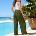 thumbnail image 6 of Baby Girl Pants Solid Print Elastic Waist Wide Leg Straight Leg Trousers Pants for Casual Army Green 6 Years-7 Years, 6 of 6