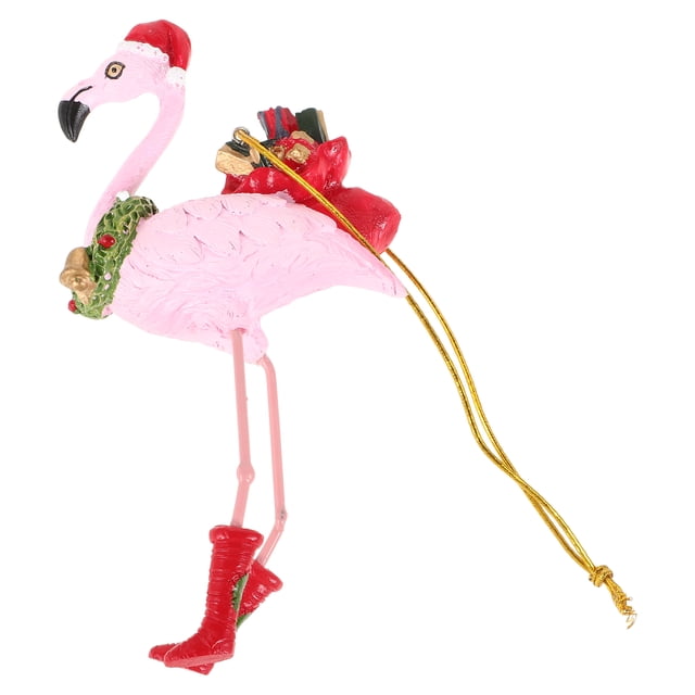 Adornos navideños de flamencos creativos, colgantes de flamencos de resina roja de sandía, decoraciones para árboles, adornos colgantes decorativos, decoración colgante de flamencos