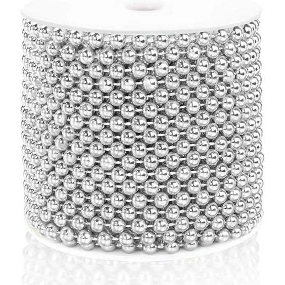 Silver Pearl String Beads for Christmas Tree for Wedding, Christmas Decorations 39.37 Feet