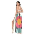 thumbnail image 3 of FORMRS Womens Long Sarong Beach Wrap Semi-Sheer Bikini Skirt Bathing Swimsuit Cover Up, Geometric Circle, 3 of 7