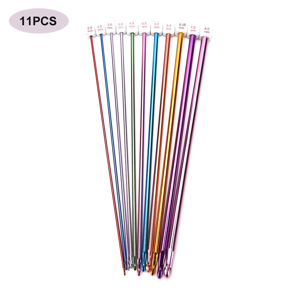 2mm to 8mm Crochet Hooks 11 Pack Diverse Size Assorted Color Tunisian Afghan Aluminum Knitting Needles Set