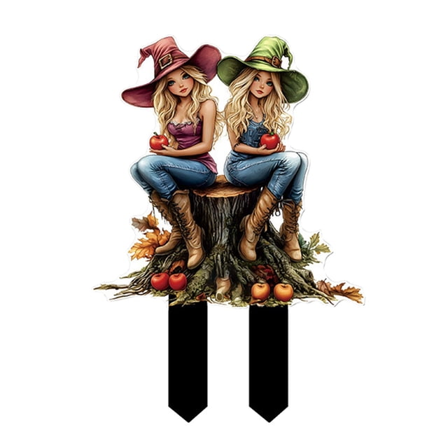 CJiaWei Garden Acrylic Card Slot Sign Outdoor Yard Art Decorative Display With Two Girls Design For Patio