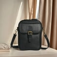 thumbnail image 4 of Leather Small Crossbody Cell Phone Bag Women Men Versatile Shoulder Purse Fashion Bag (Black), 4 of 10