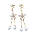 thumbnail image 2 of SmartBy 1 Pair Clip Earrings Bow Tassels Jewelry Non-piercing Rhinestones Drop Earrings Birthday Gifts, 2 of 7