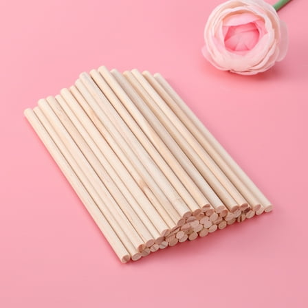 PAMINGONO 100Pcs Log Sticks Pine Wooden Round Dowel Rods For Woodworking And Crafting