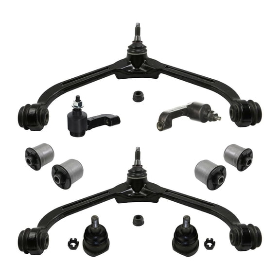10 Pc Front Suspension Kit Upper Control Arm with Ball Joints, Outer Tie Rod Passenger & Driver Side Fits select: 2002-2004 JEEP LIBERTY