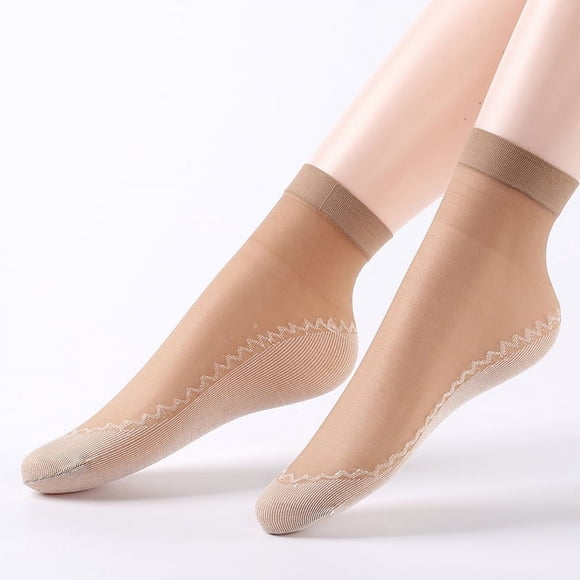 Zhuge 5 Pairs Women's Nylon Ankle Short Sheer Socks(Dark complexion)