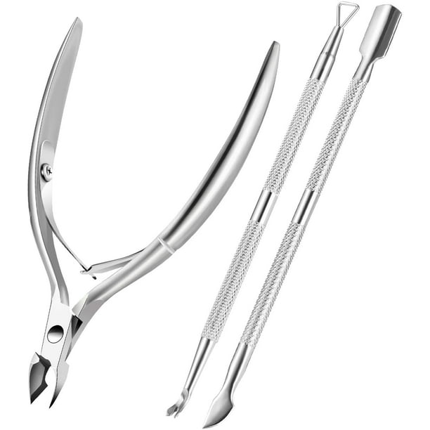 Apuakthei - Cortador de cutículas con empujador de cutículas, XUNXMAS, cortador de cutículas, tijeras y raspador de cutículas triangular, cortaúñas duradero para piel muerta, herramientas de manicura