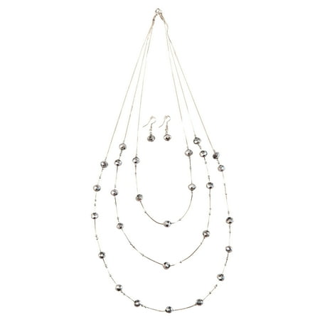 Silver Crystal Necklace Set
