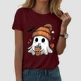 thumbnail image 2 of enyan Halloween Shirt Halloween Doodles Shirt for Women Cute Boo Vintage Graphic Halloween Tshirt for Party Short Sleeve Fall Shirt Wine,XL, 2 of 2