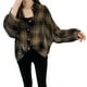 thumbnail image 3 of Camisa a cuadros Mujer Blusa de manga larga de primavera Botón Top informal suelto, Negro, M Inevent AP001367-02, 3 of 7