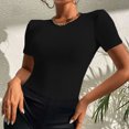 thumbnail image 2 of Blusa superior sexy de manga corta sólida con cuello redondo de verano para mujer con estilo OAVQHLG3B Store lin121212, 2 of 5