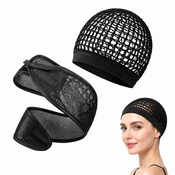 2‑in‑1 Anti‑Slip Hair Wrap for Sleeping, Breathable Mesh Sleep Hair Cap with Adjustable Strap, Soft Night Hair Bonnet Protecting Curly Hair, Hair Wrap Head Cover for Women