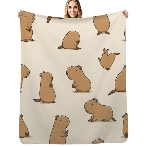 Capybara Flannel Blanket Warm Soft Bedding Throws Winter Camping Chair Sofa Bed