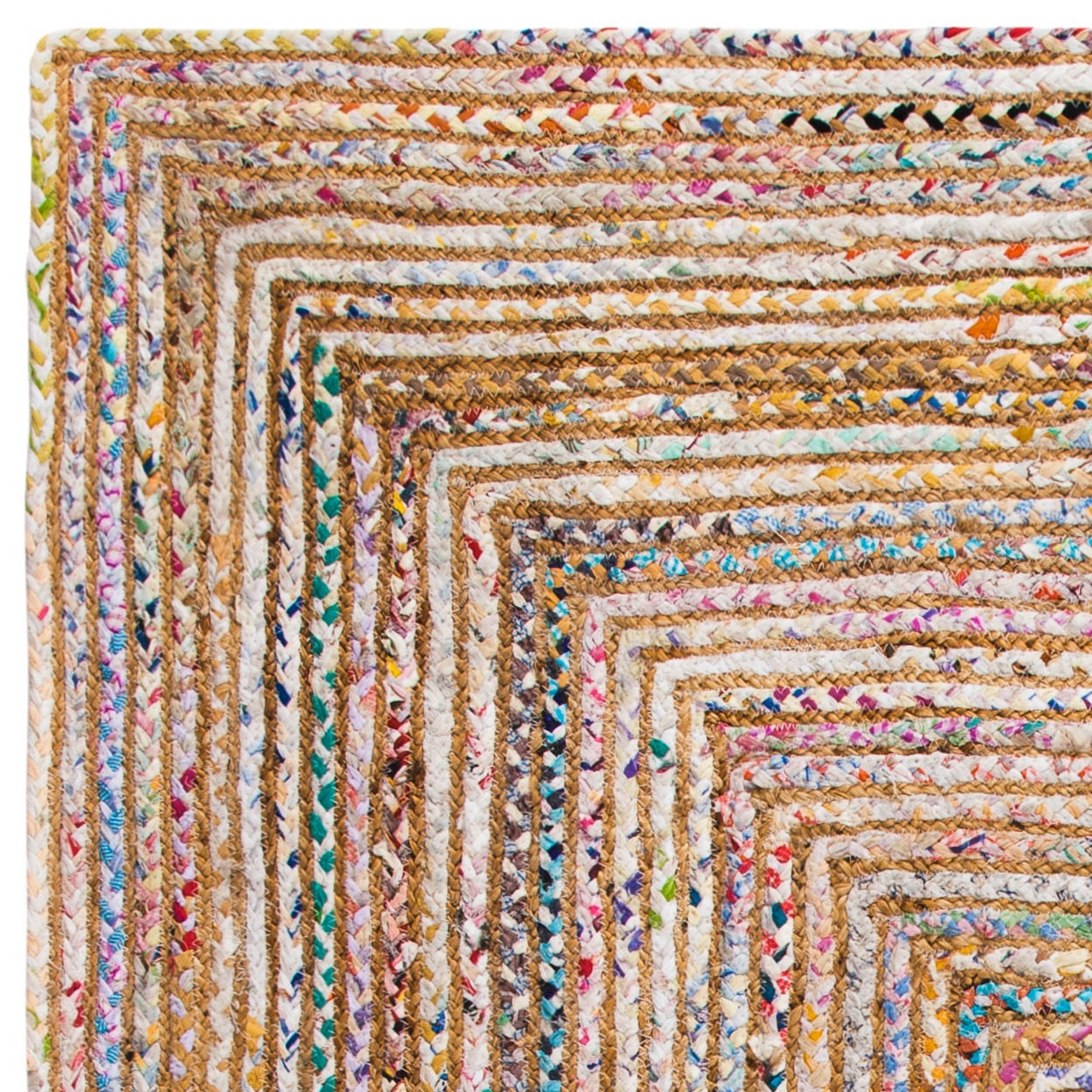 Safavieh  Handmade Cape Cod Marget Boho Coastal Jute Rug Beige/Multi 6' x 6' Square 6' Square Indoor, Handmade Square