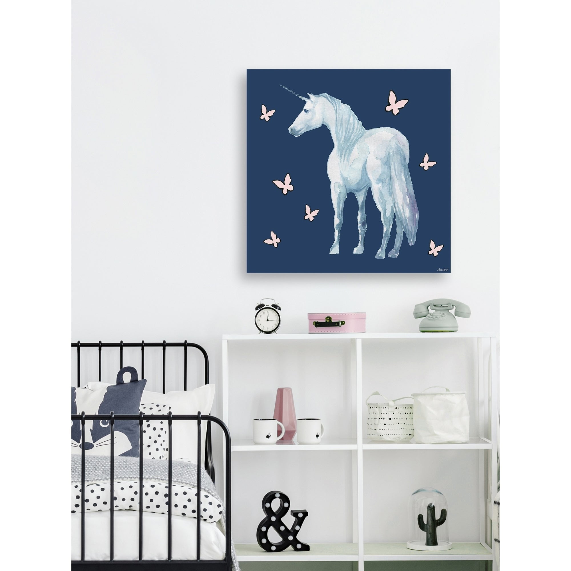 Marmont Hill Butterflies and Unicorn Canvas Wall Art