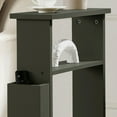 thumbnail image 3 of Kings Brand Furniture Narrow Side Table with Storage Shelf, Slim End Table with Magazine & Remote Holder, Small Space Bedside Table for Living Room or Bedroom, Caviar, 3 of 4