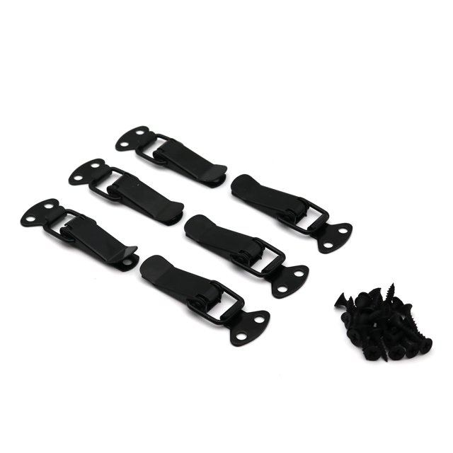 Beryler Pestillo De Palanca Negro (Paquete De 6, 75 Mm De Longitud Total) Cerradura De Clip De Abrazadera Con Resorte De Acero Inoxidable Con Tornillos Para Paneles De Yeso Para Gabinete Caja De Mader