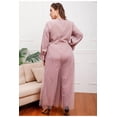 thumbnail image 6 of AURA Plus Size Elegant Jumpsuit Wide Leg High Waist Long Sleeve Pink 1XL-5XL, 6 of 7