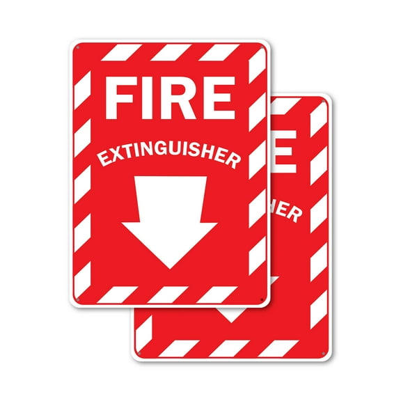 (2 Pack) Fire Extinguisher with Arrow OSHA ANSI Sign 18 Inch X 24 Inch Plastic Sign, Weather Resistant, UV Protected for Workplace, Business, and Construction Site, Made in the USA