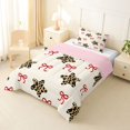 thumbnail image 2 of Manfei Cute Leopard Stars Print Twin Comforter Sets,Cartoon Red Bows Bedding Set,Pink Reversible,2-Piece,1 Comforter and 1 Pillowcase, 2 of 7