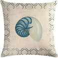 thumbnail image 5 of 4Pack Vintage Sea Theme Pillow Covers Coastal Beach with Couch &Starfish& Shell Cushion Cover Navigation Sailing Cotton Linen Decorative Pillowcases 18”×18” for Sofa Couch Porch (Shell), 5 of 6