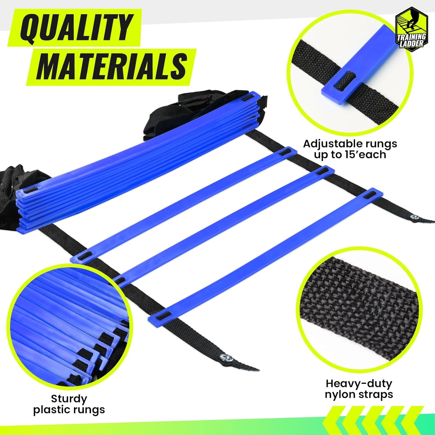 Agility Ladder Speed Ladder Training Ladder for Soccer, Speed, Football Fitness Feet Training Carry Bag Agility Training Equipment 13 rungs, 23 feet ‎Blue,23 ft