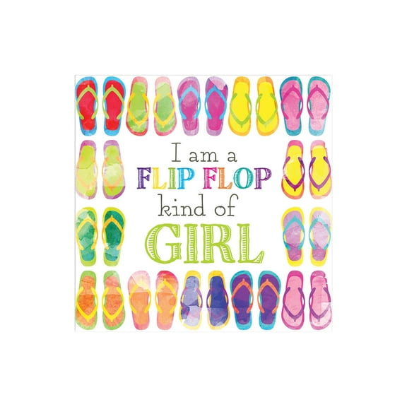 Flip Flop Girl Multicolored Flip Flops 12 x 12 Wood Wall Sign Plaque