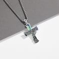 thumbnail image 4 of Abalone Shell St Michael Cross Necklace Sterling Silver Archangel Saint Michael Jewelry Gifts for Men, 4 of 6