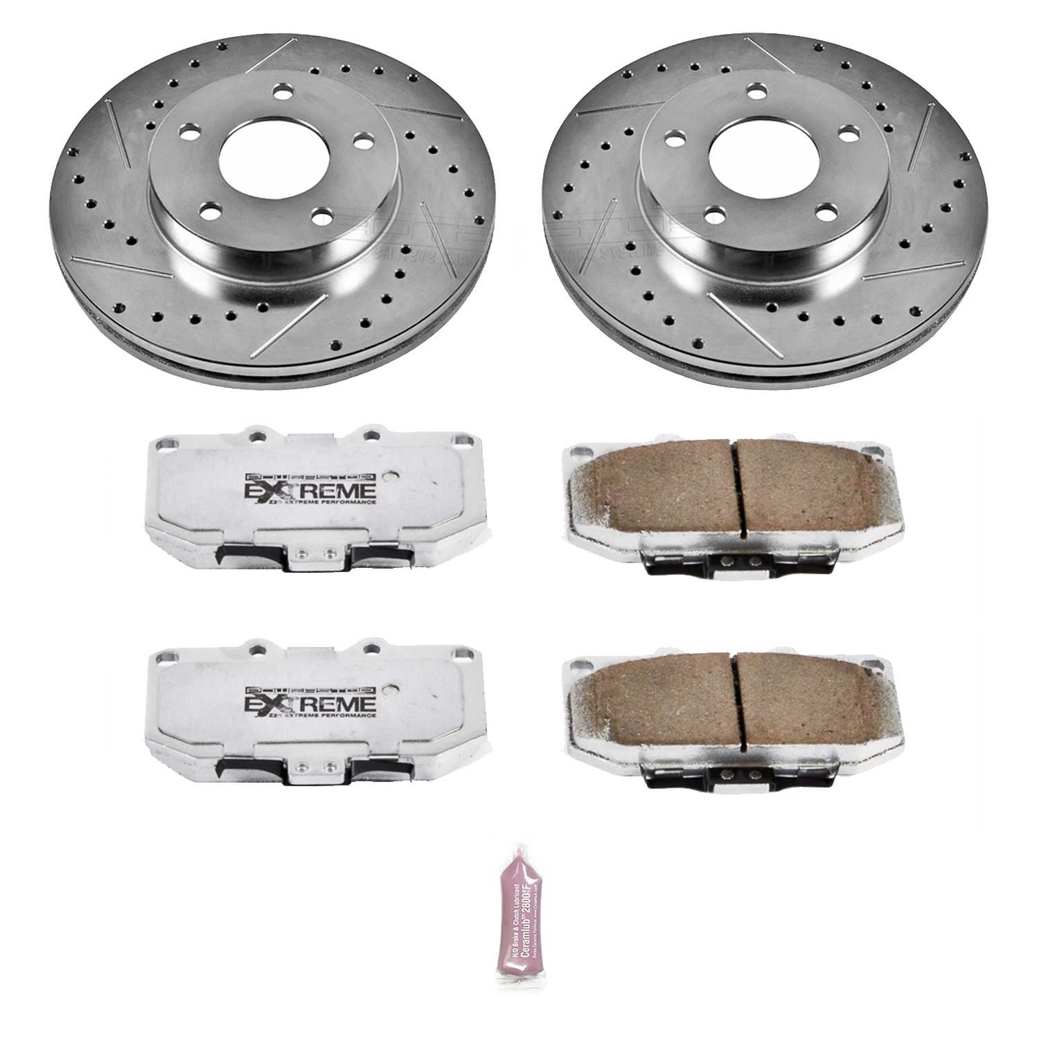 PowerStop Front Z26 Street Warrior Carbon-Fiber Ceramic Brake Pad and Drilled and Slotted Rotor Kit Fits: NISSAN Select Models K2973-26